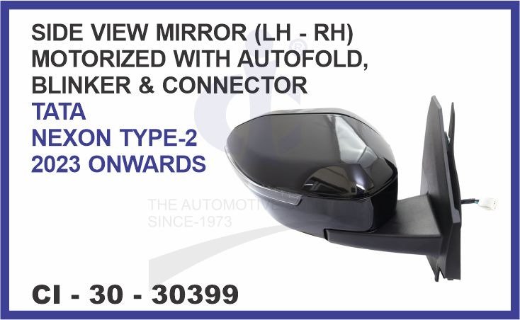 SIDE VIEW MIRROR (LH - RH) MOTORIZED WITH AUTOFOLD, BLINKER & CONNECTOR TATA NEXON TYPE2  2023 ONWARDS